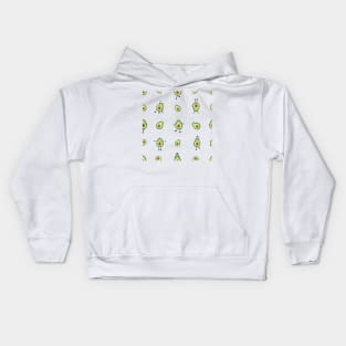 Avocados practicing yoga with cute expression Kids Hoodie